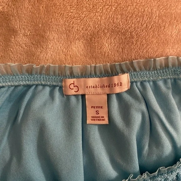 Dressbarn Size PS Blue w/Cap Sleeves Scoop Neck Lined Blouse - EUC - Picture 3 of 4